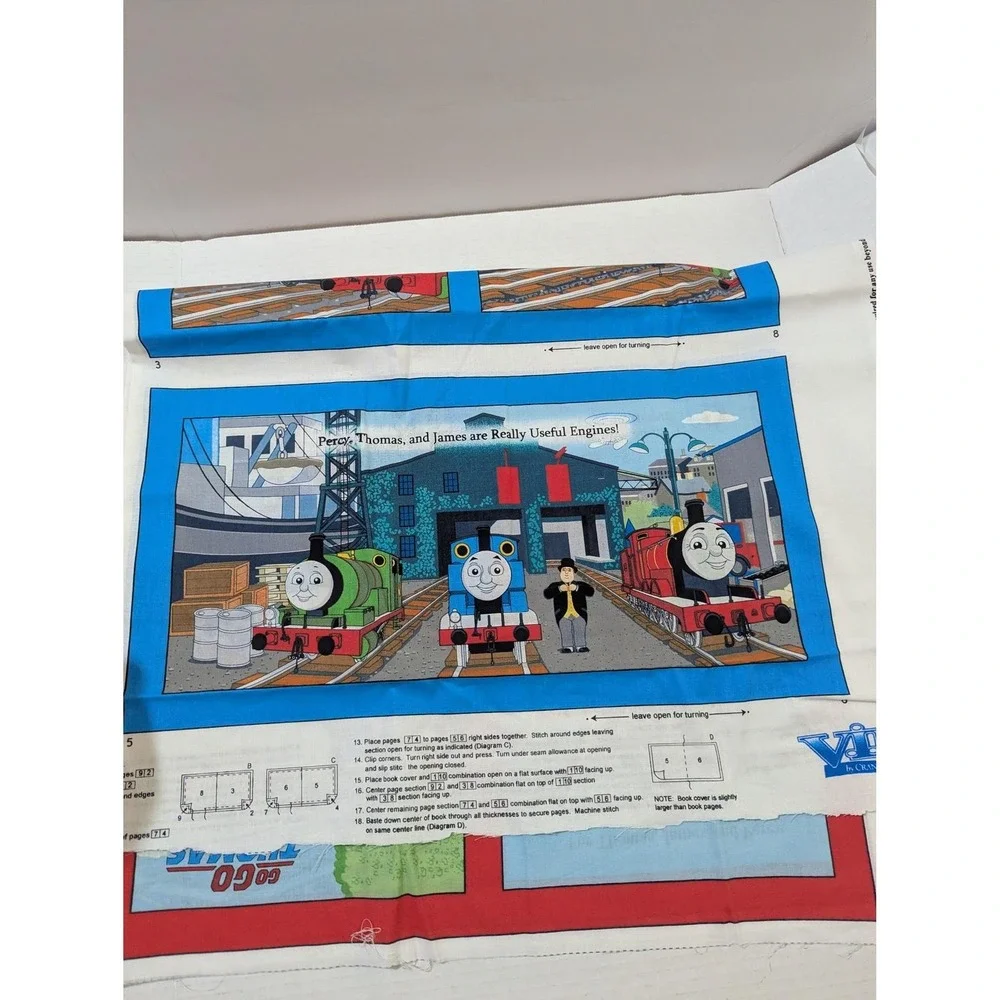 Thomas the Tank Engine Fabric Panel VIP by Cranston 2011 Soft Book Cotton‎ DIY